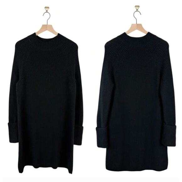 BANANA REPUBLIC Cotton-Wool Mock Neck Sweater Dress Black NWT Sz M $180 {201} - Picture 4 of 5